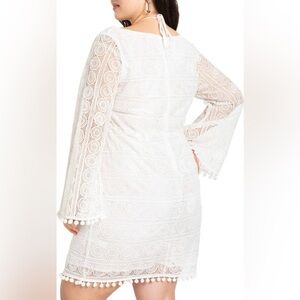 White Lace Dress with Bell Sleeves